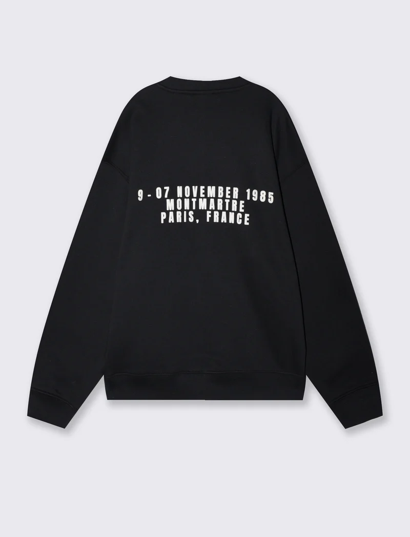 Felpa Boxy Fit con Stampe Puff Effetto - Nero