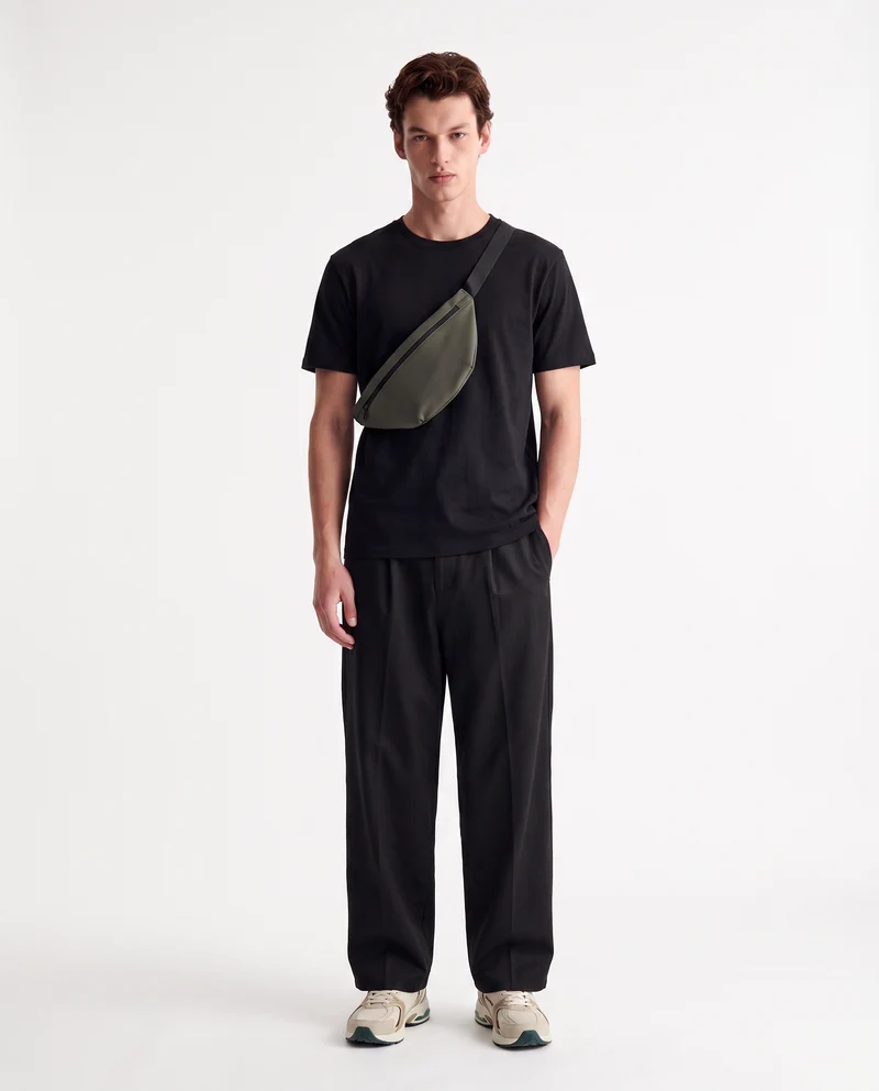 Pantaloni Chino Loose Wide Leg in Cotone - Nero