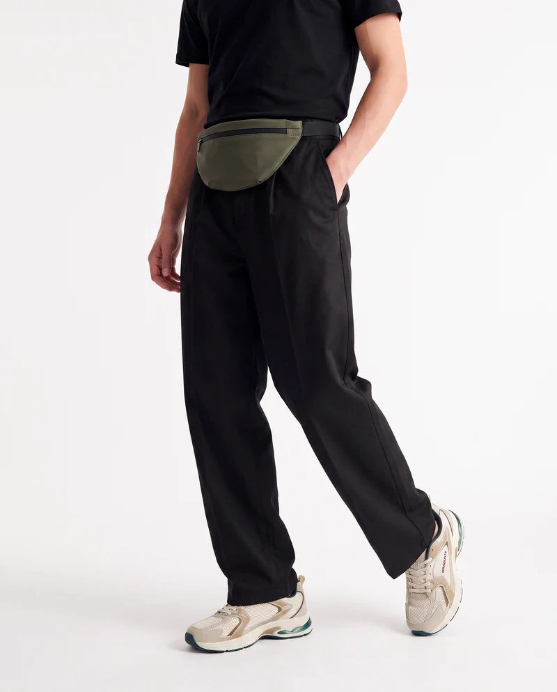 Pantaloni Chino Loose Wide Leg in Cotone - Nero