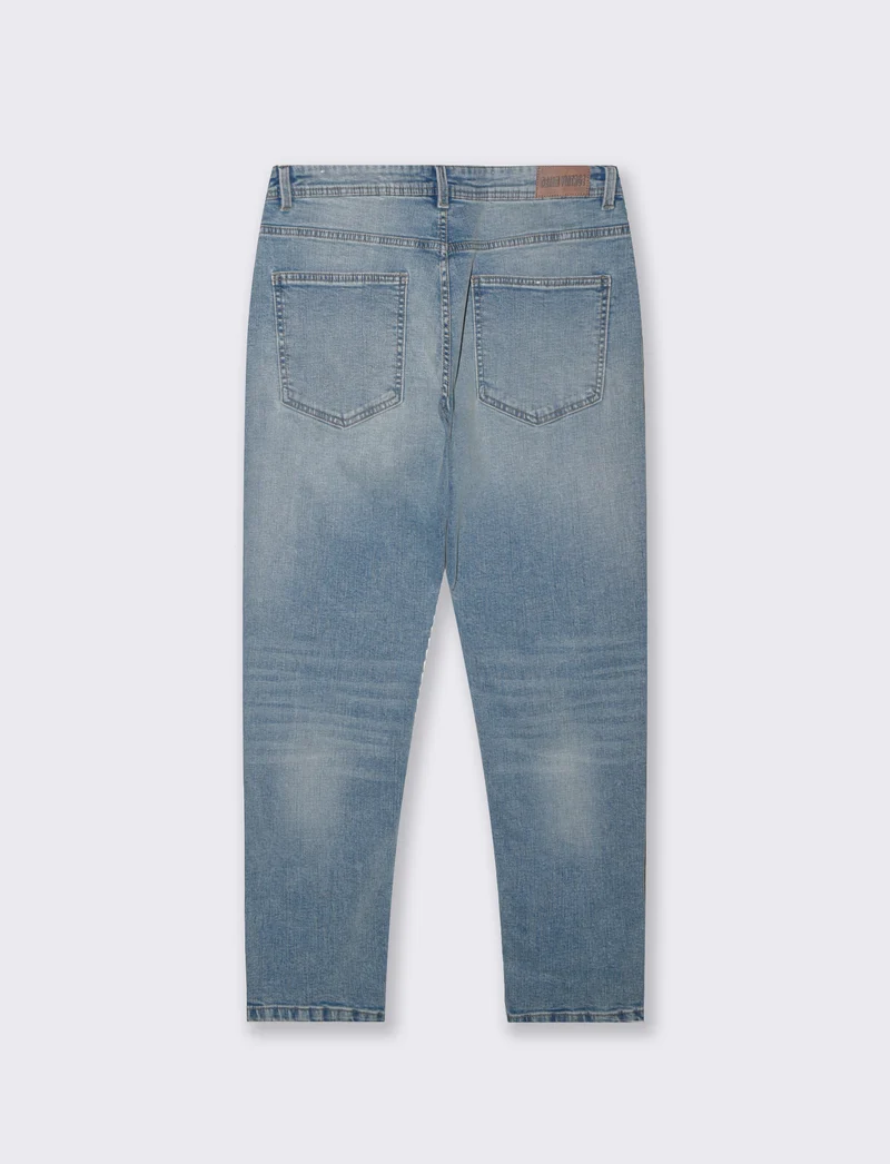 Jeans slim tapered fit blu chiaro effetto slavato - Denim