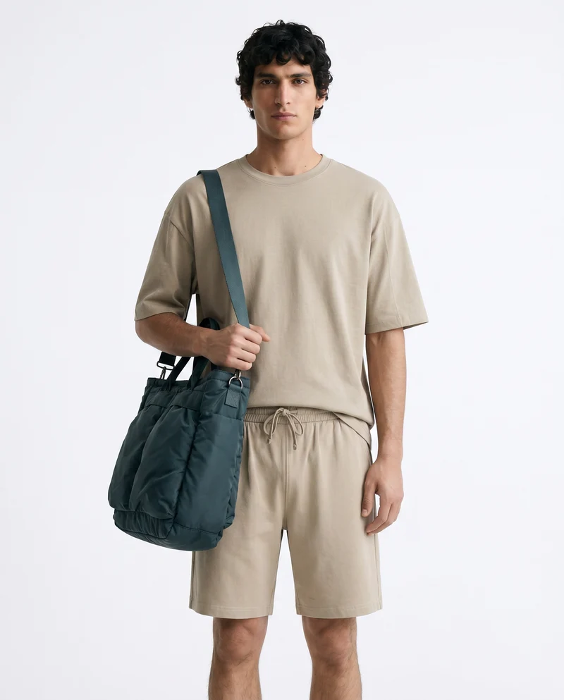 Bermuda Jogger Relaxed Fit in Cotone - Grigio stone