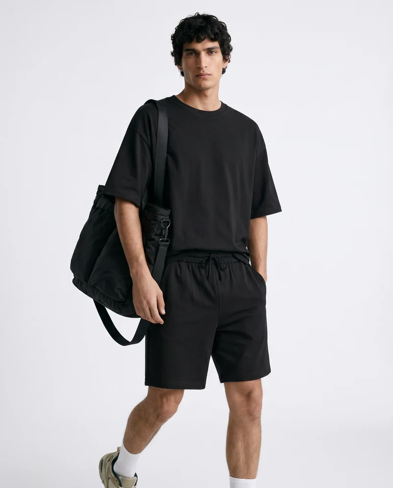T-shirt uomo jersey relaxed fit maniche corte - Nero