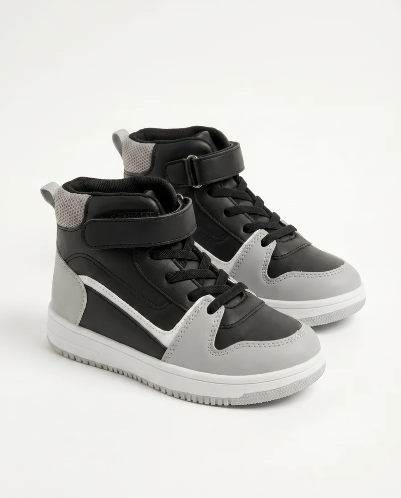 Sneakers a collo alto con strappo nero - Nero