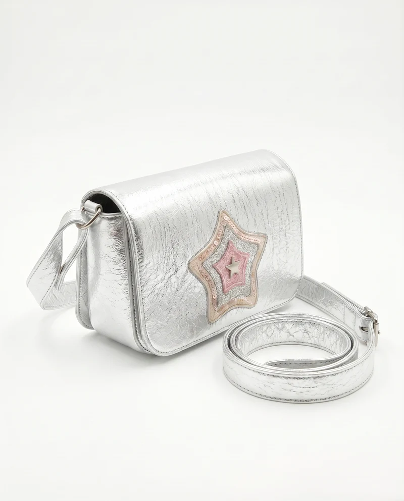 Borsetta con stella glitter metallizzata - Argento