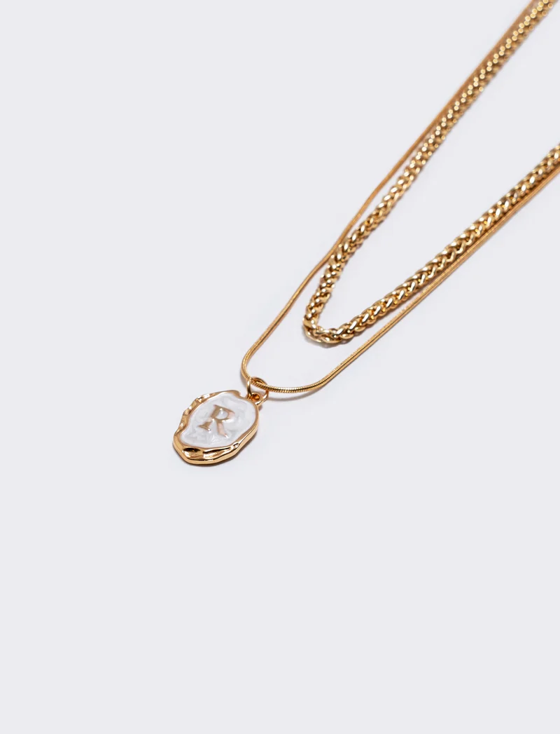 Collana 2 fili con lettera - Var 6