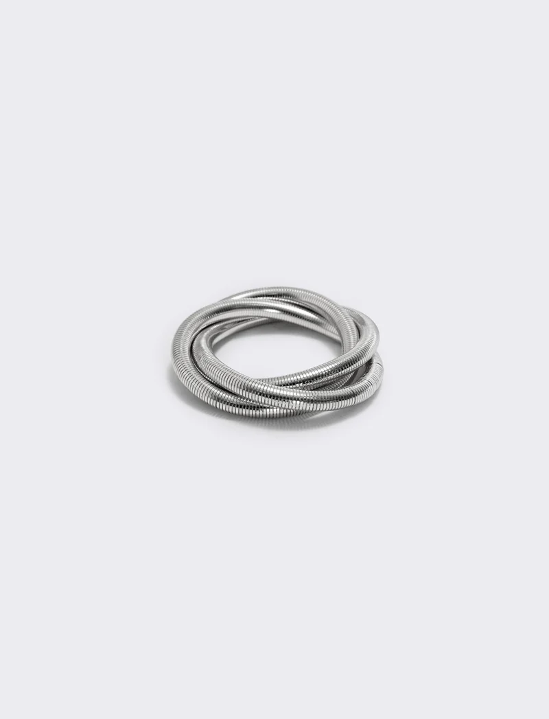 Bracciale elastico tre fili intrecciati - Argento