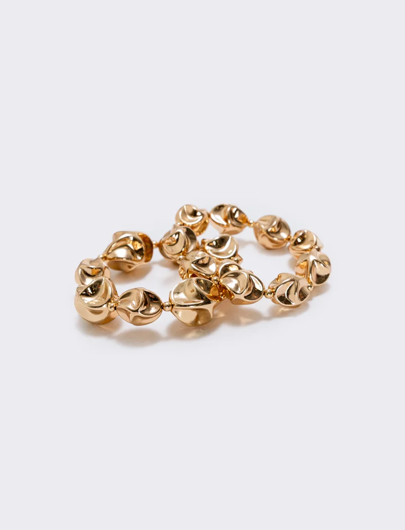 Bracciale due fili con sfere martellate - Oro