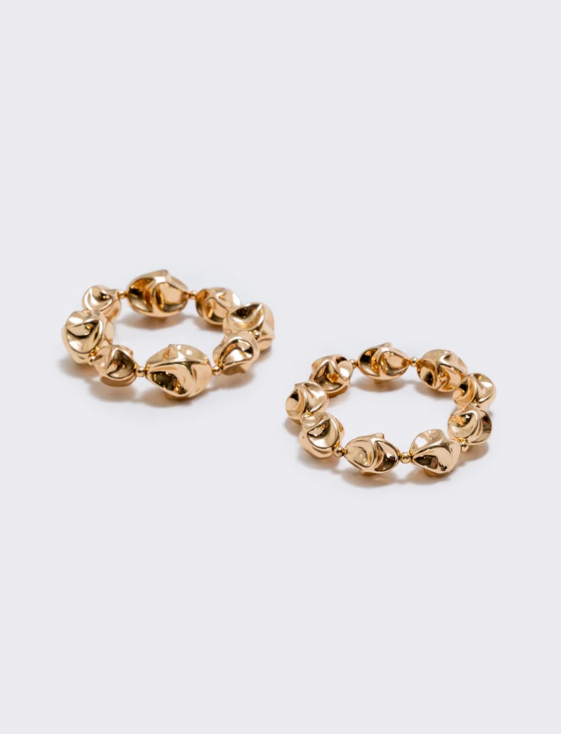 Bracciale due fili con sfere martellate - Oro
