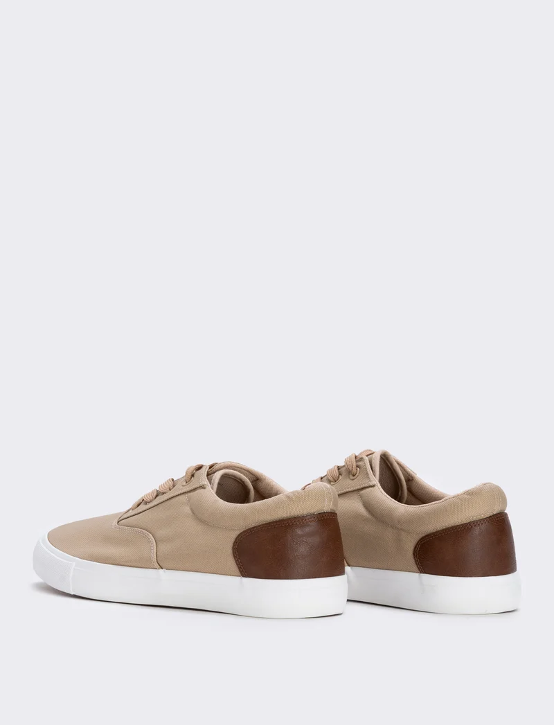 Scarpe stringate da uomo in tela colorate - Beige