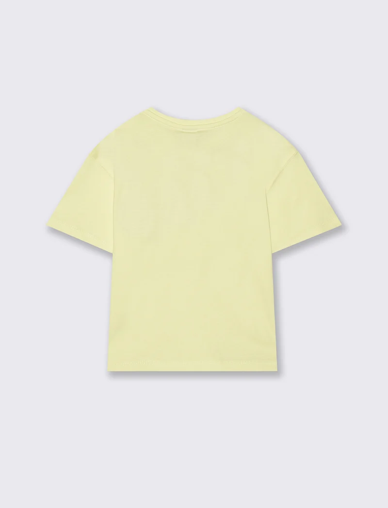 T-shirt over con patch in spugna - Giallo