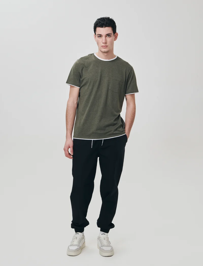 Pantaloni Jogger in Cotone con Laccio - Nero