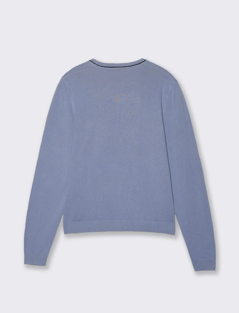Cardigan manica lunga con scollo a V - Denim
