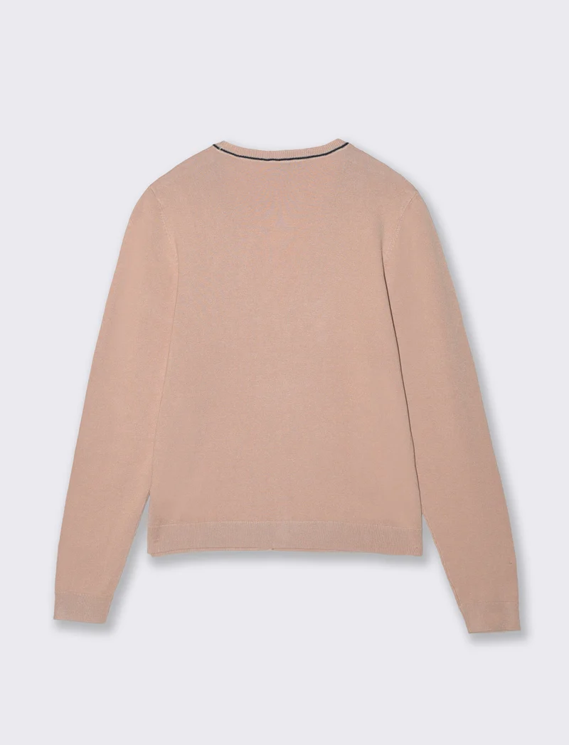Cardigan manica lunga con scollo a V - Rosa chiaro