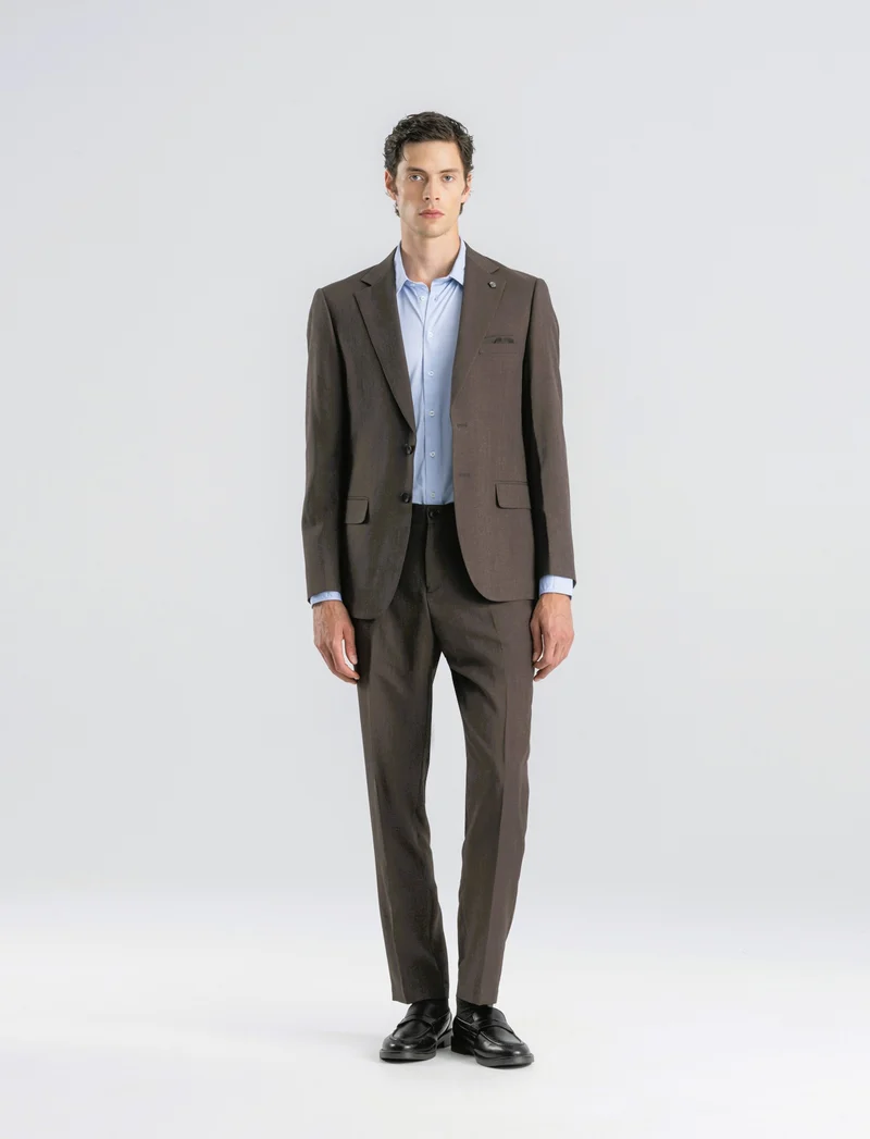 PANTALONI DA COMPLETO A QUADRI FORMAL FIT: - Moro