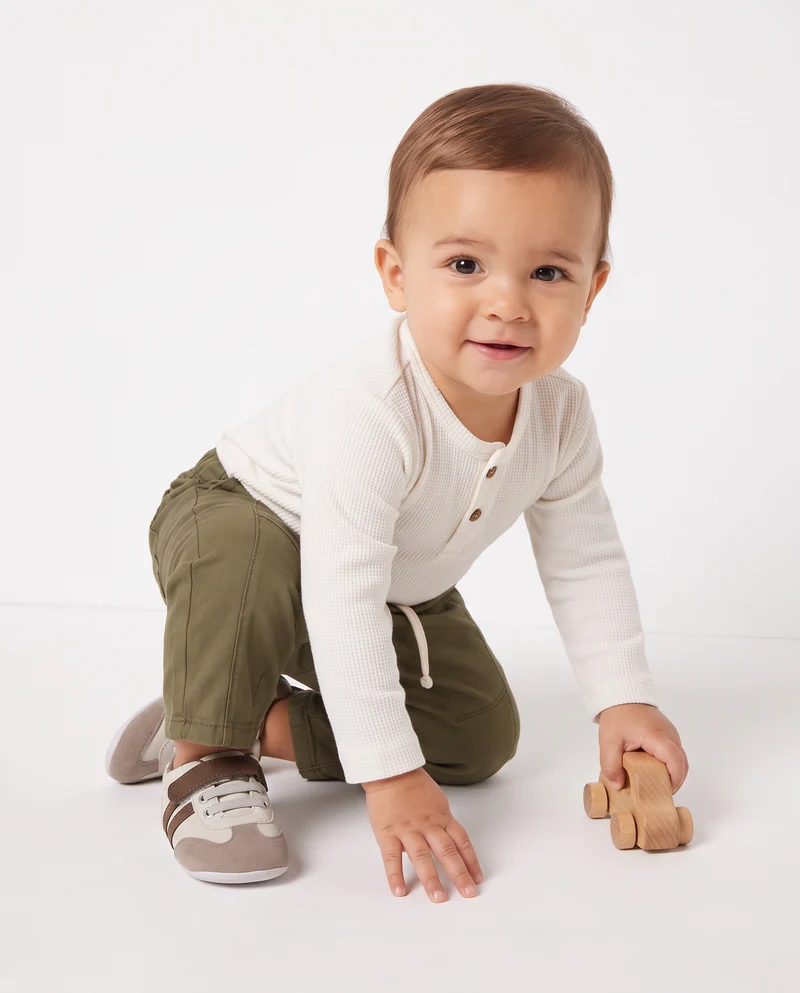 Pantaloni ampi in twill con coulisse - Verde
