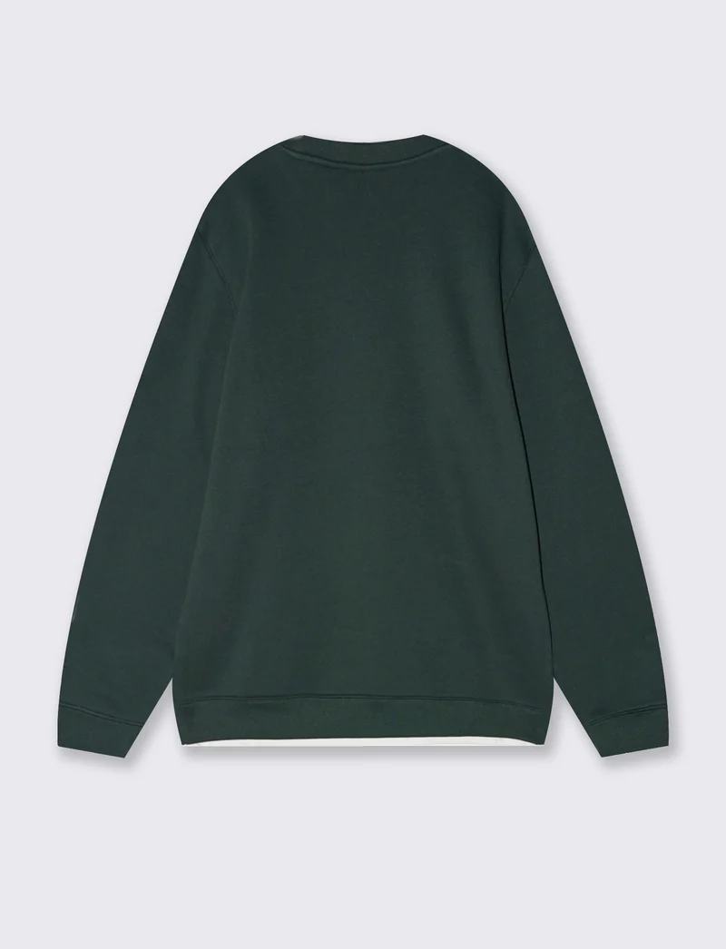 Felpa girocollo con contrasti eleganti - Verde scuro