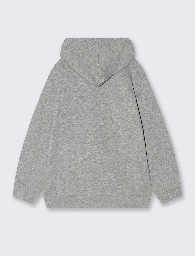 Felpa con cappuccio apribile e marsupio - Grigio mel.