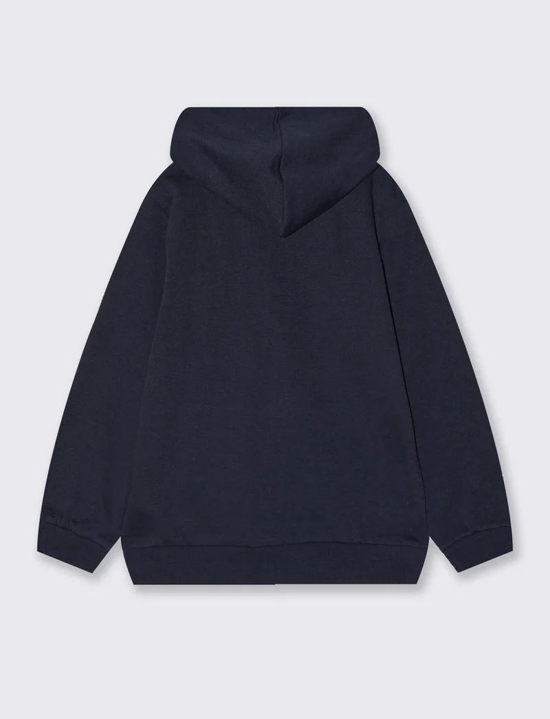 Felpa con cappuccio apribile e marsupio - Blu