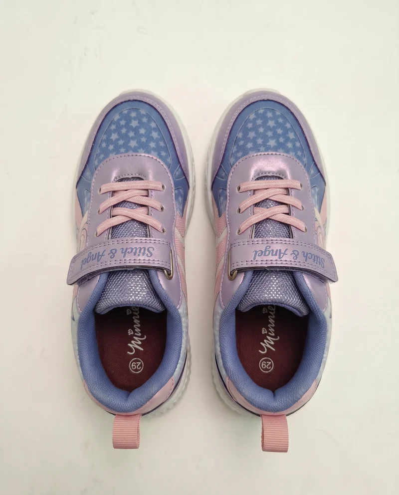 Sneakers Lilla con Strappo e Stampa Stitch - Lilla