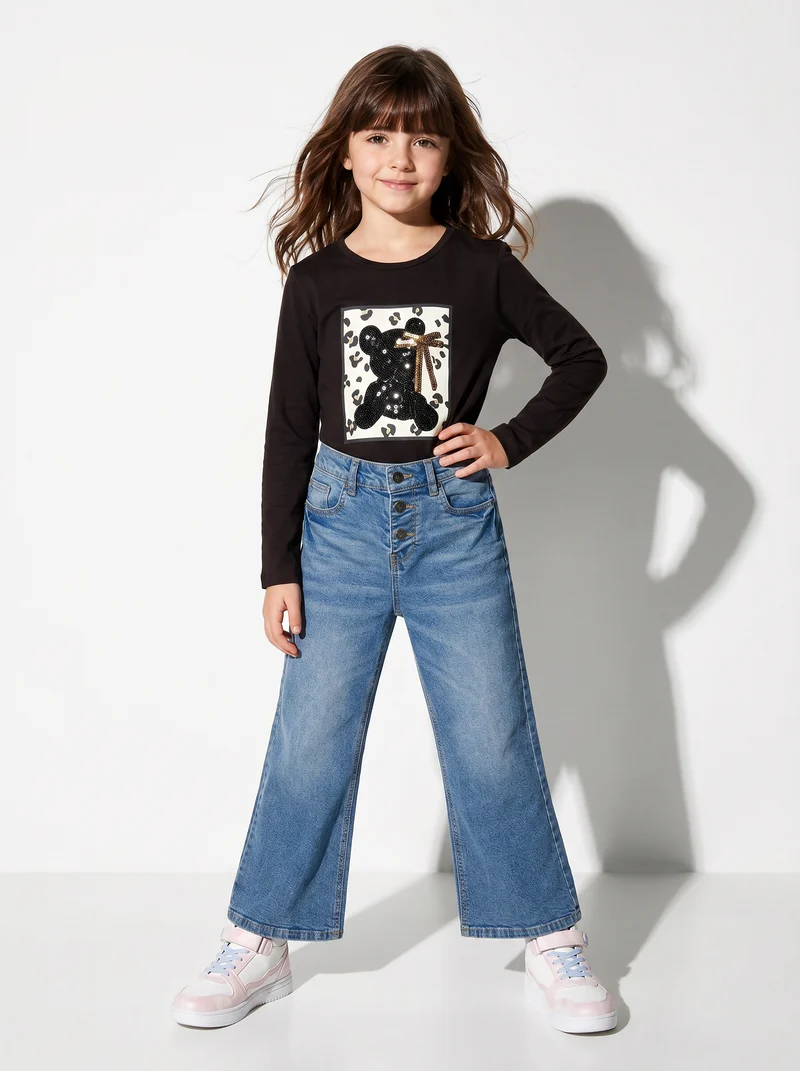 Maglia in cotone manica lunga - Marrone cioccolato