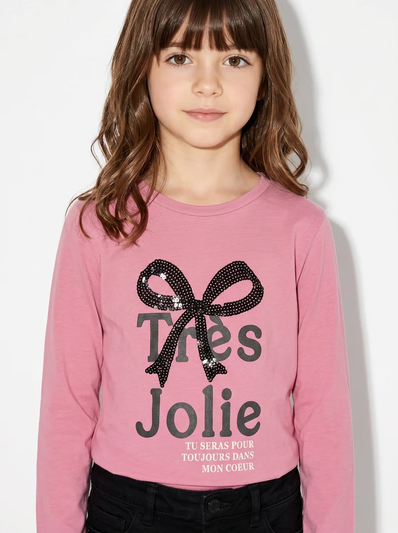 Maglia in cotone manica lunga - Rosa candy