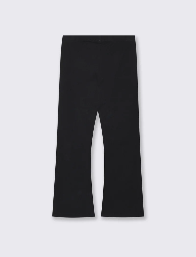 Leggings in cotone elasticizzato a zampa - Nero