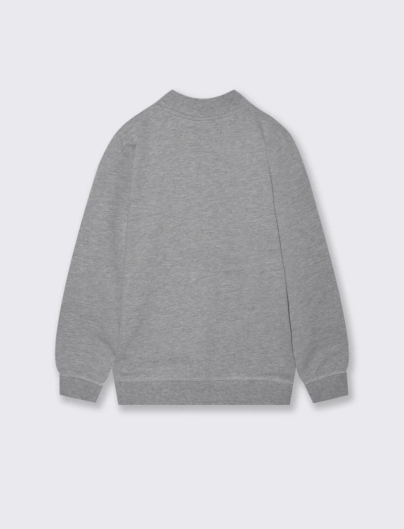 Felpa collo alto con zip e tascone - Grigio mel.