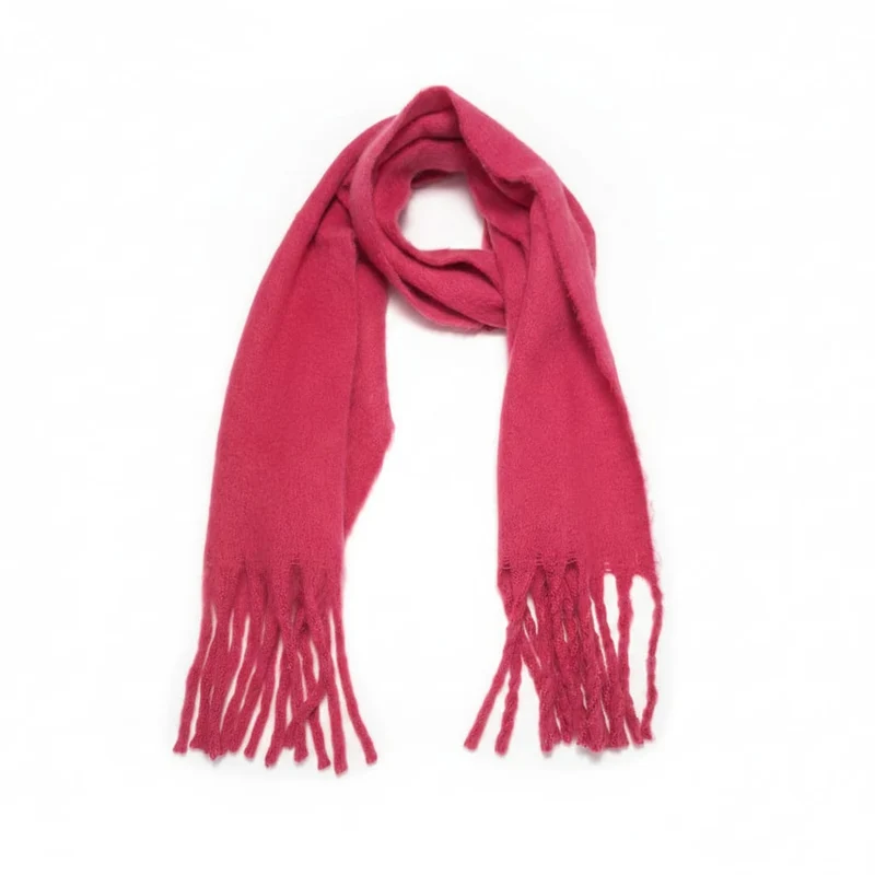 Sciarpa basic con frange - Fuxia
