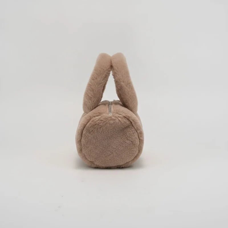 Borsa bauletto in finta pelliccia - Beige