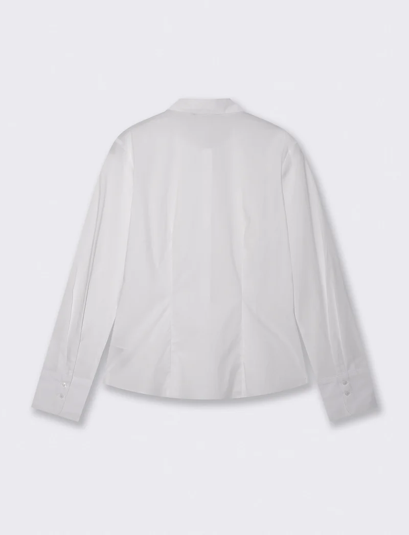 Camicia Manica Lunga Slim in Popeline - Bianco