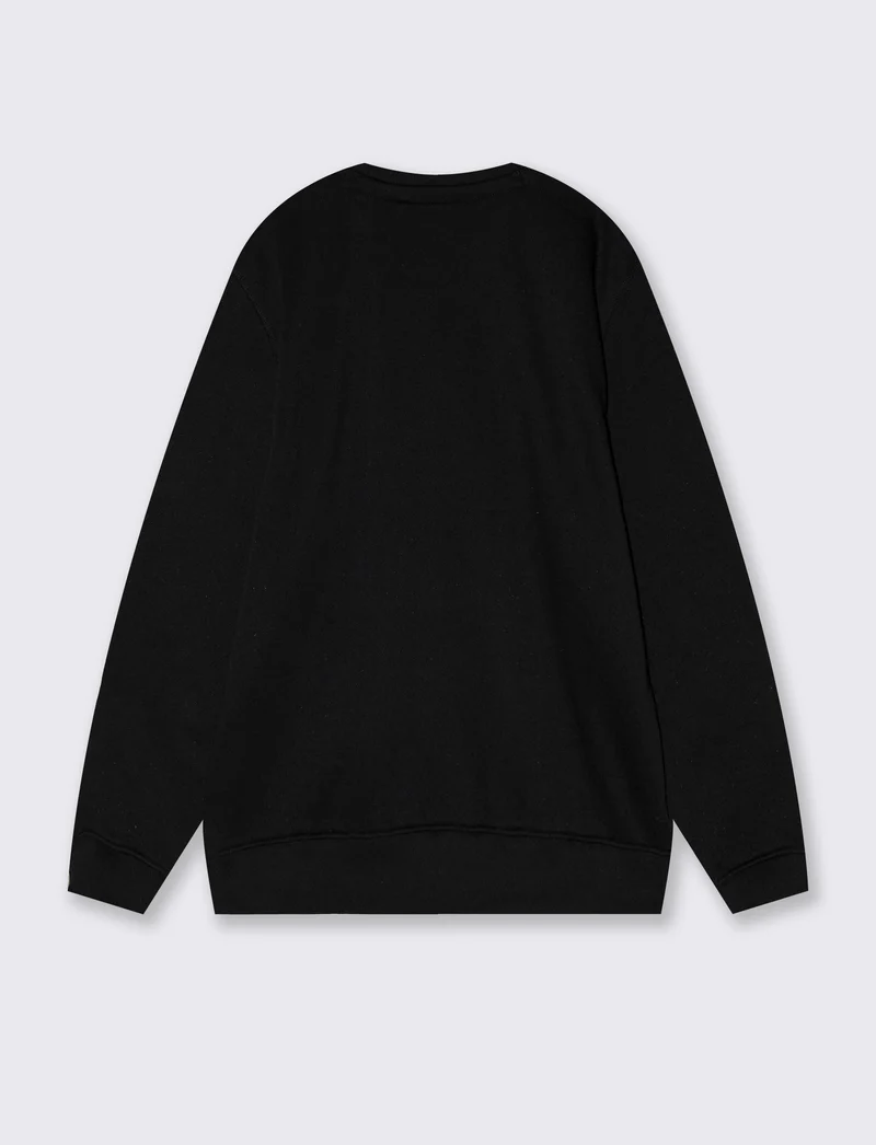 Felpa basic girocollo in misto cotone - Nero