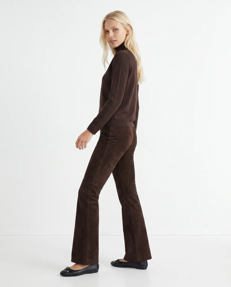 Pantalone elastico flare con vita comoda - Moro