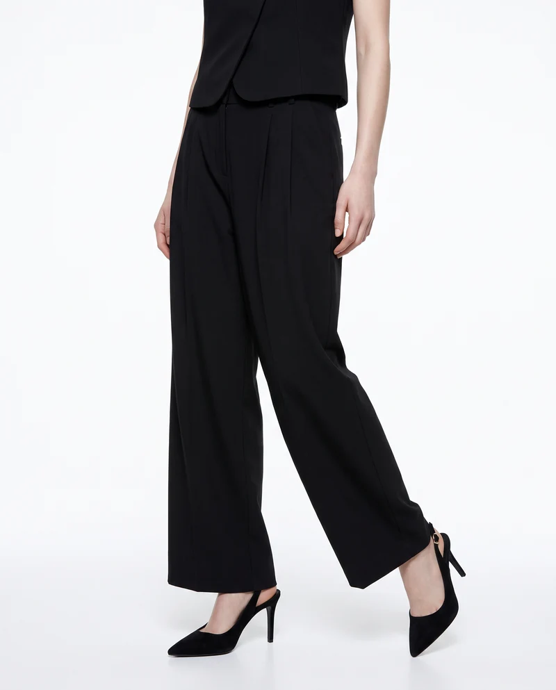 Pantaloni classici con pinches eleganti - Nero