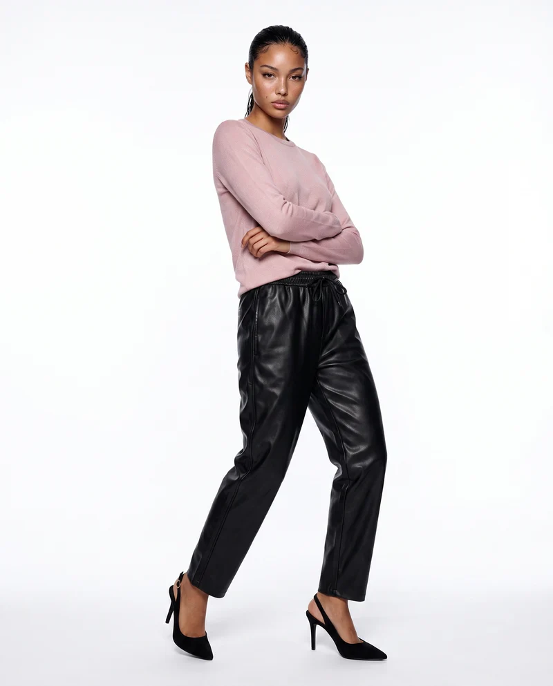 Pantalone con elastico e coulisse - Nero