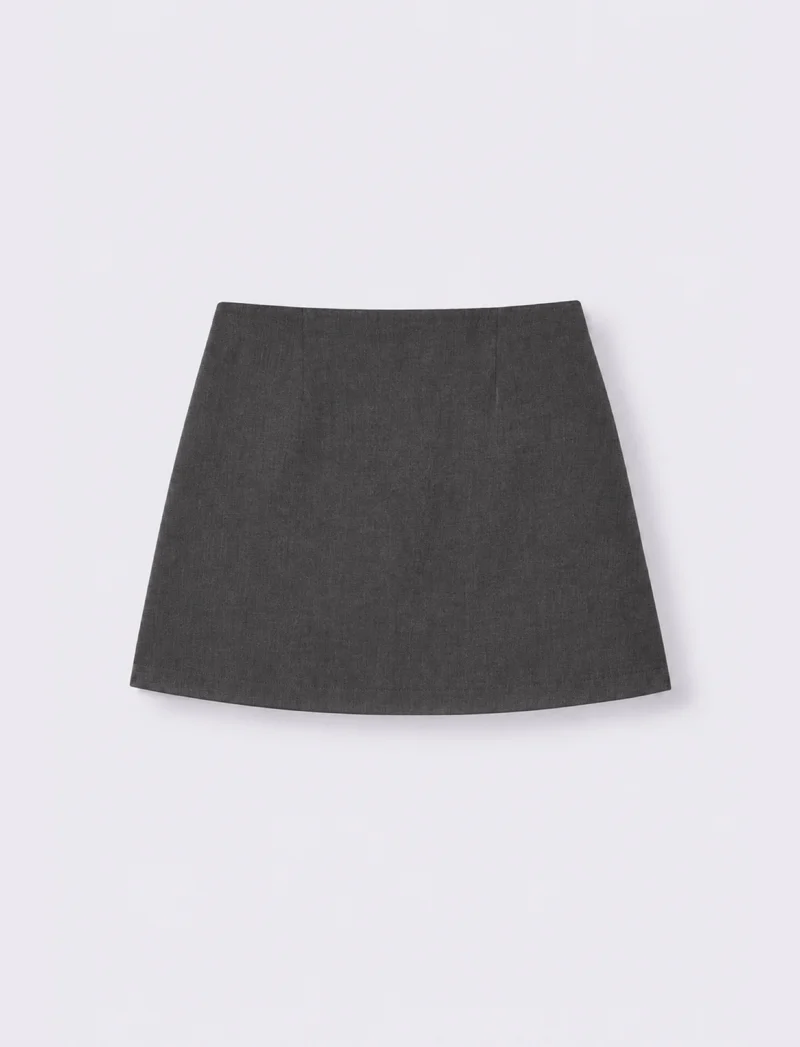 Gonna con pieghe laterali elegante - Grigio mel.