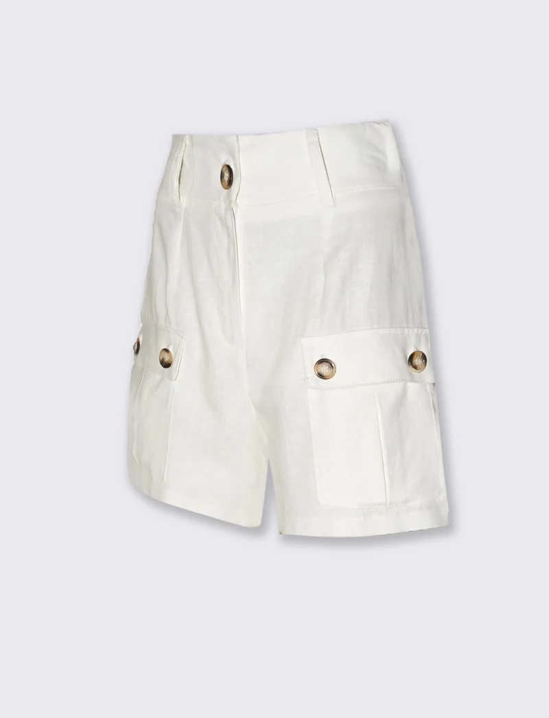 Shorts cargo donna con tasche frontali - Bianco latte
