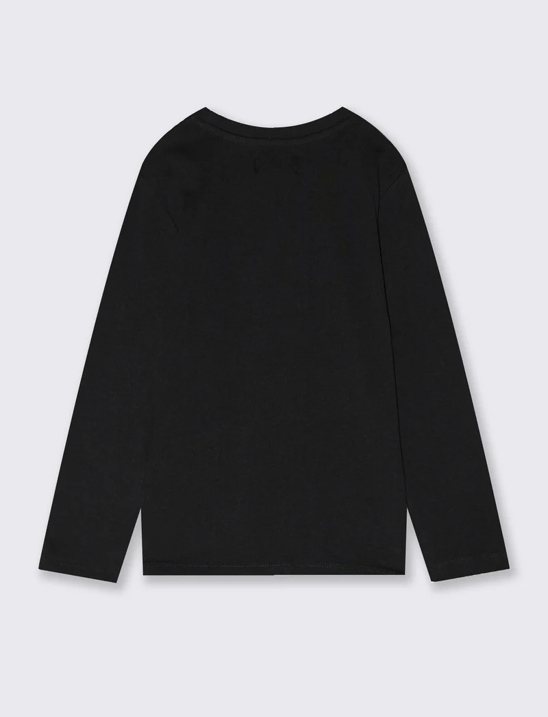 T-shirt maniche lunghe in cotone street - Nero
