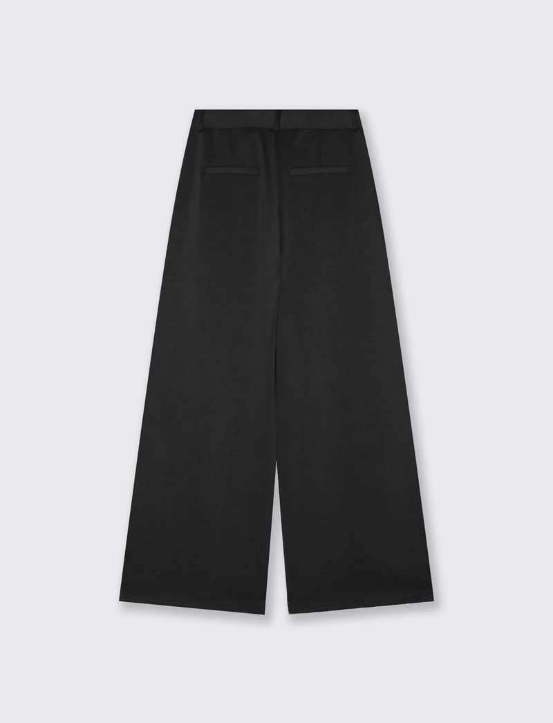 Pantalone palazzo con pinces e tasche - Nero