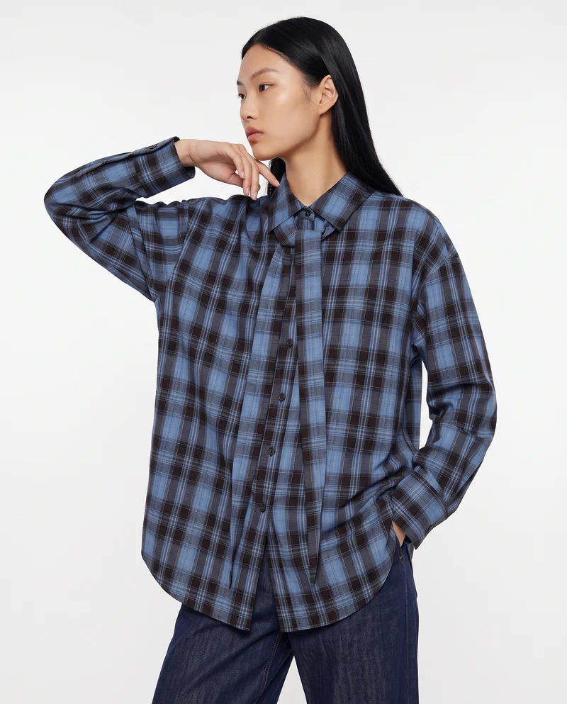 Camicia in cotone con fusciacca al collo - var 2