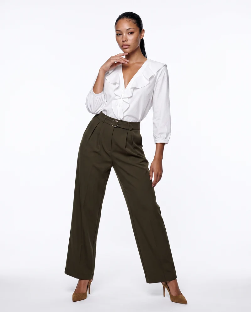 Pantalone wide leg con cintura e pieghe - Ve.milit.