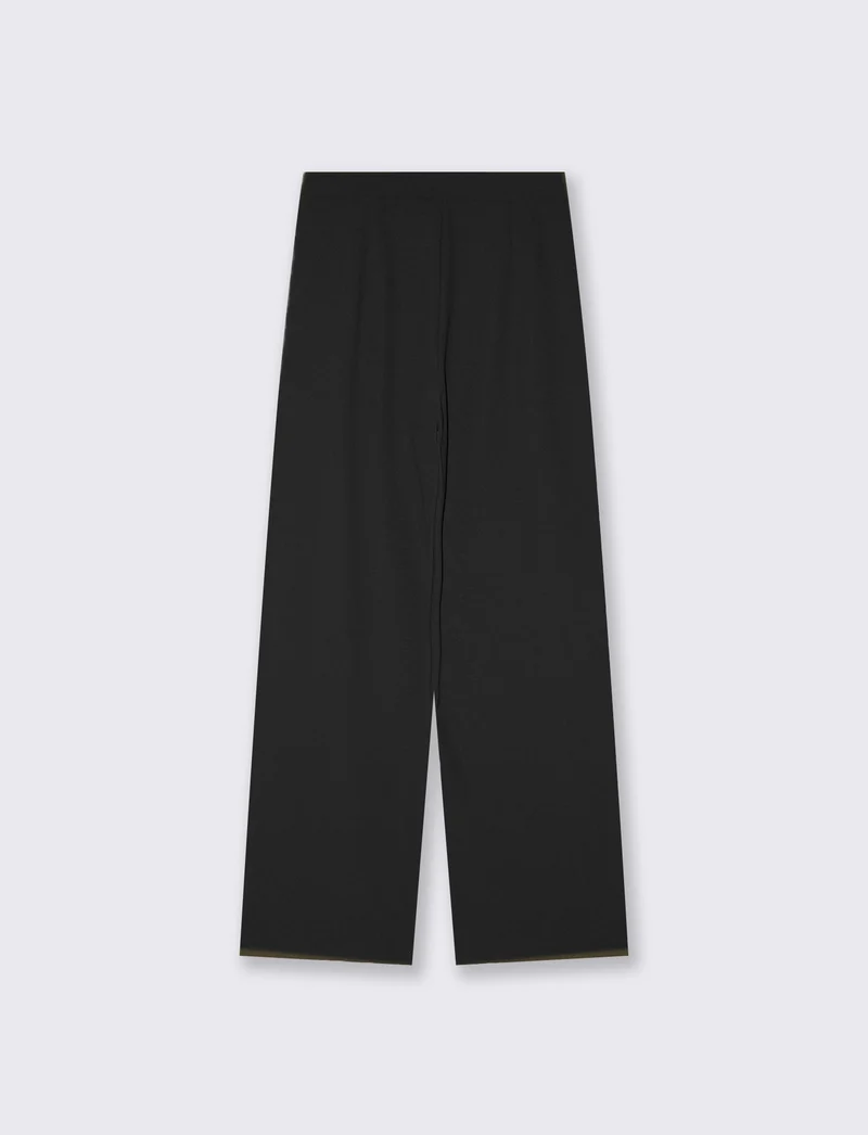 Pantalone wide leg con cintura e pieghe - Nero