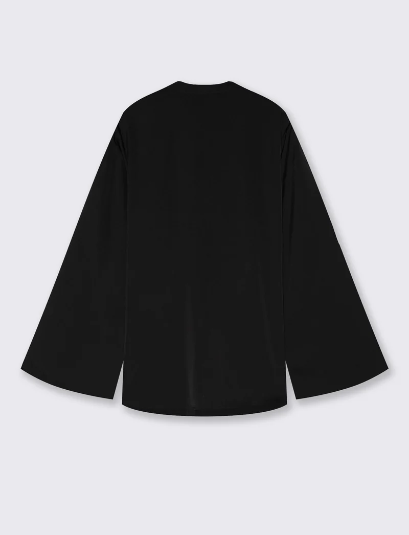Casacca collo coreano con scollo a goccia - Nero