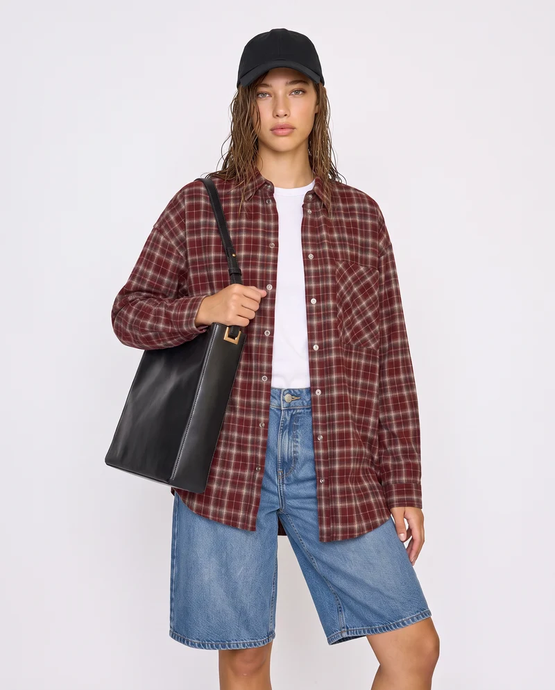 Camicia a quadri manica lunga e tasca - var 2