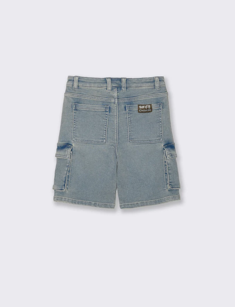 Bermuda effetto denim in misto cotone - Denim