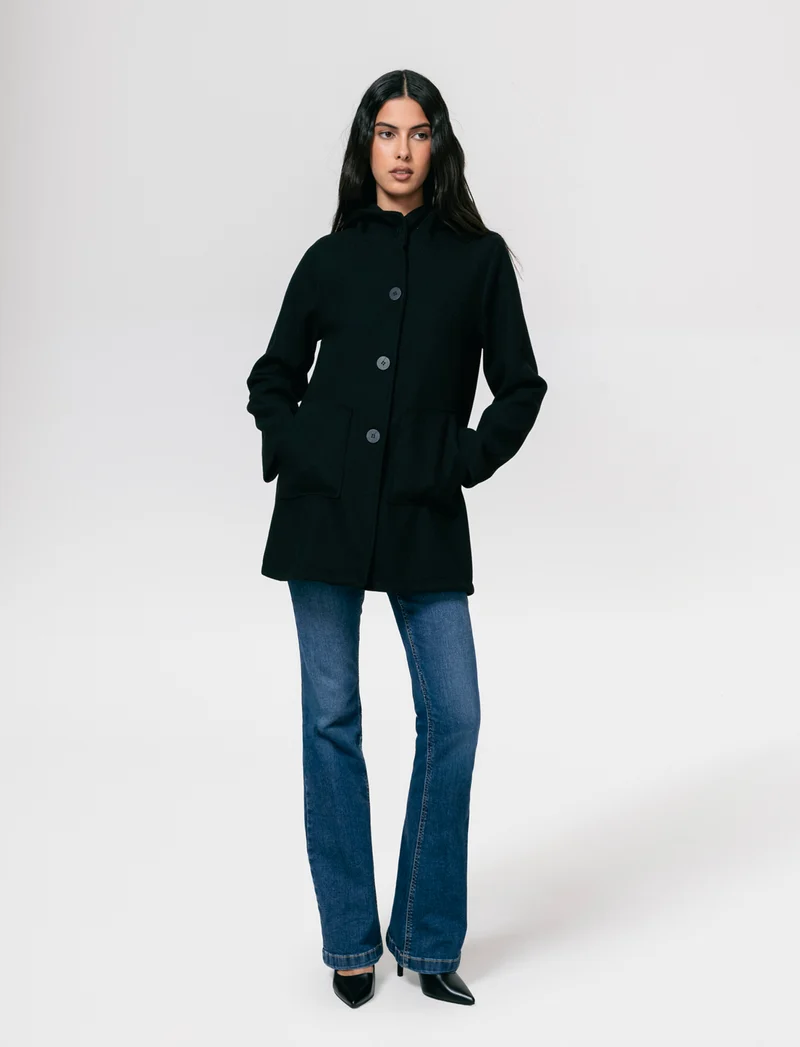 Cappotto con cappuccio - Nero