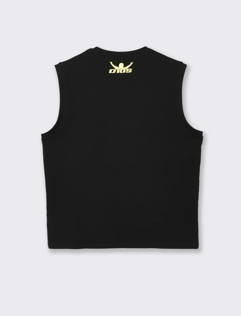 T-shirt senza maniche con stampa D10S - Nero
