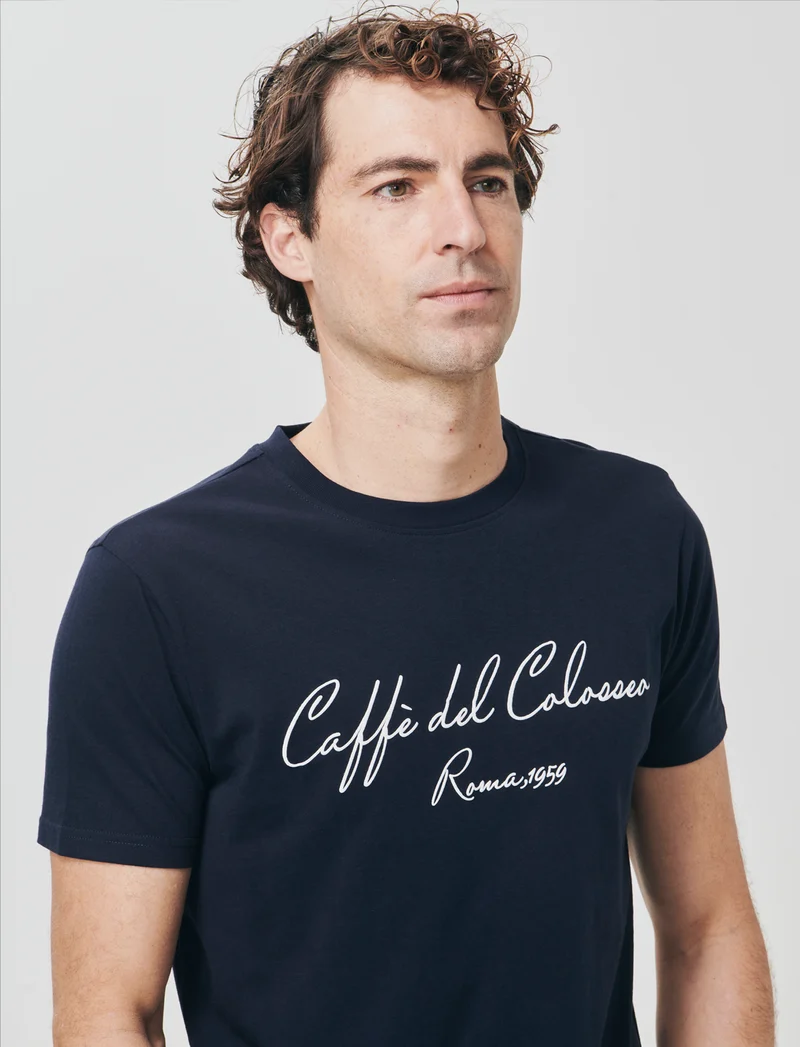T-shirt girocollo con stampa 3D effetto - Blu