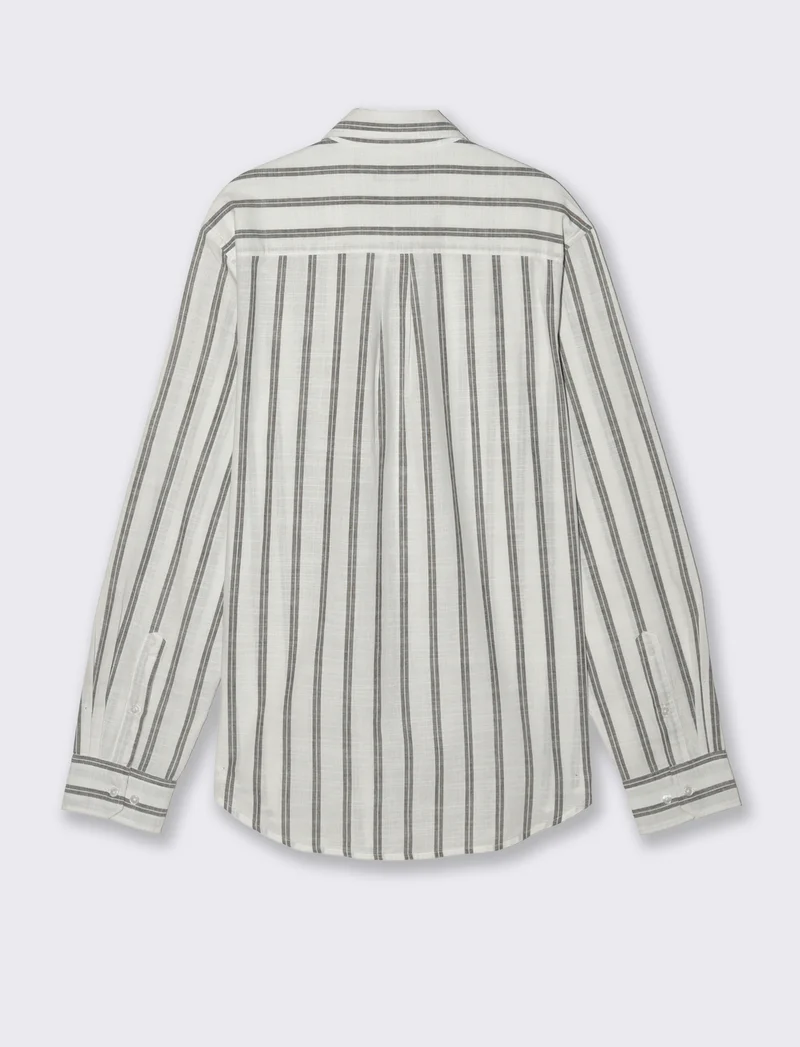 Camicia a righe con collo francese - Moro