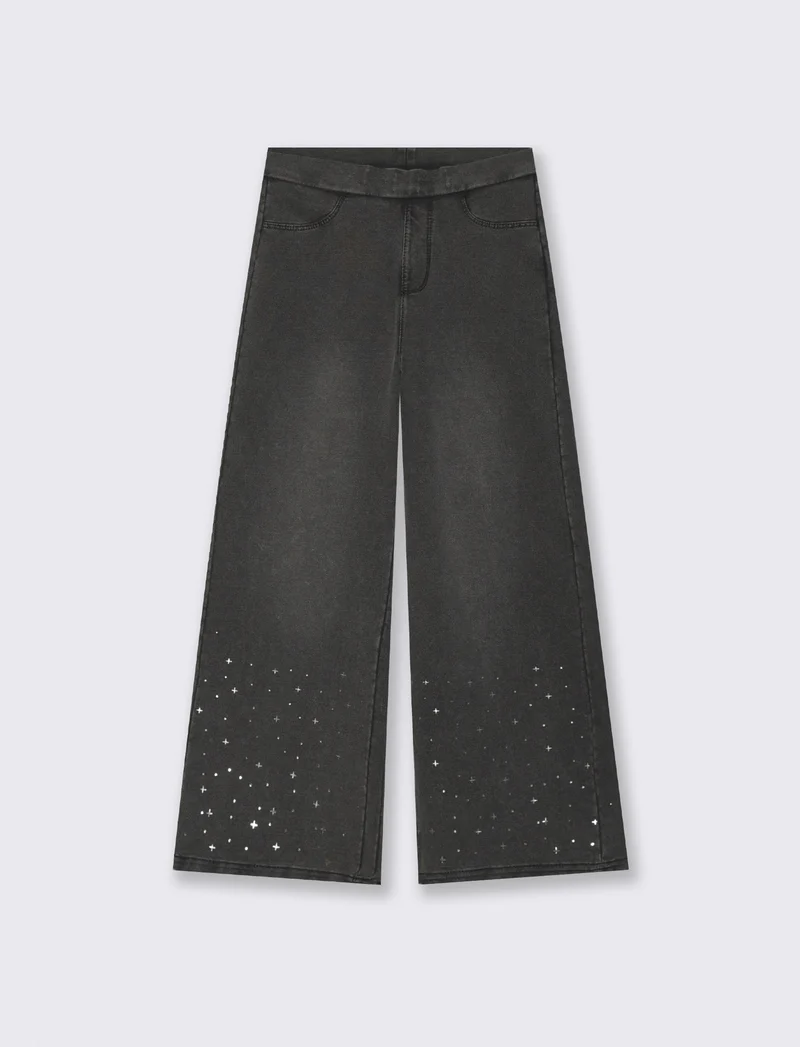 Leggings gamba larga effetto denim bimba - Grigio scuro
