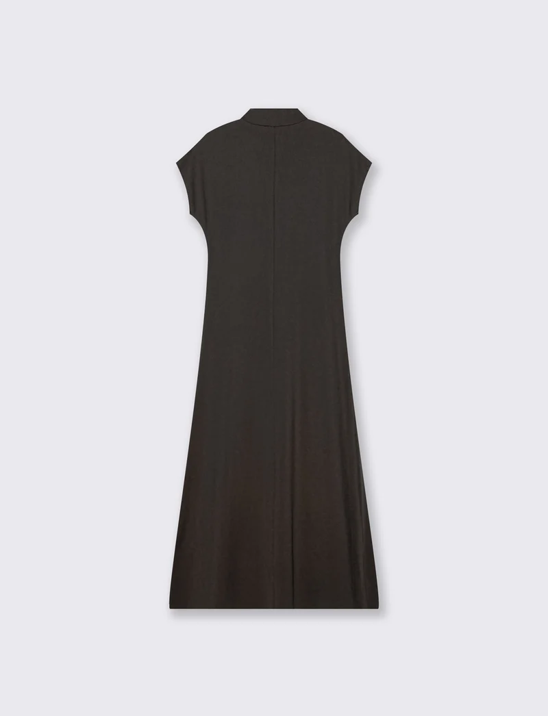 Vestito lungo in cotone manica corta - Nero